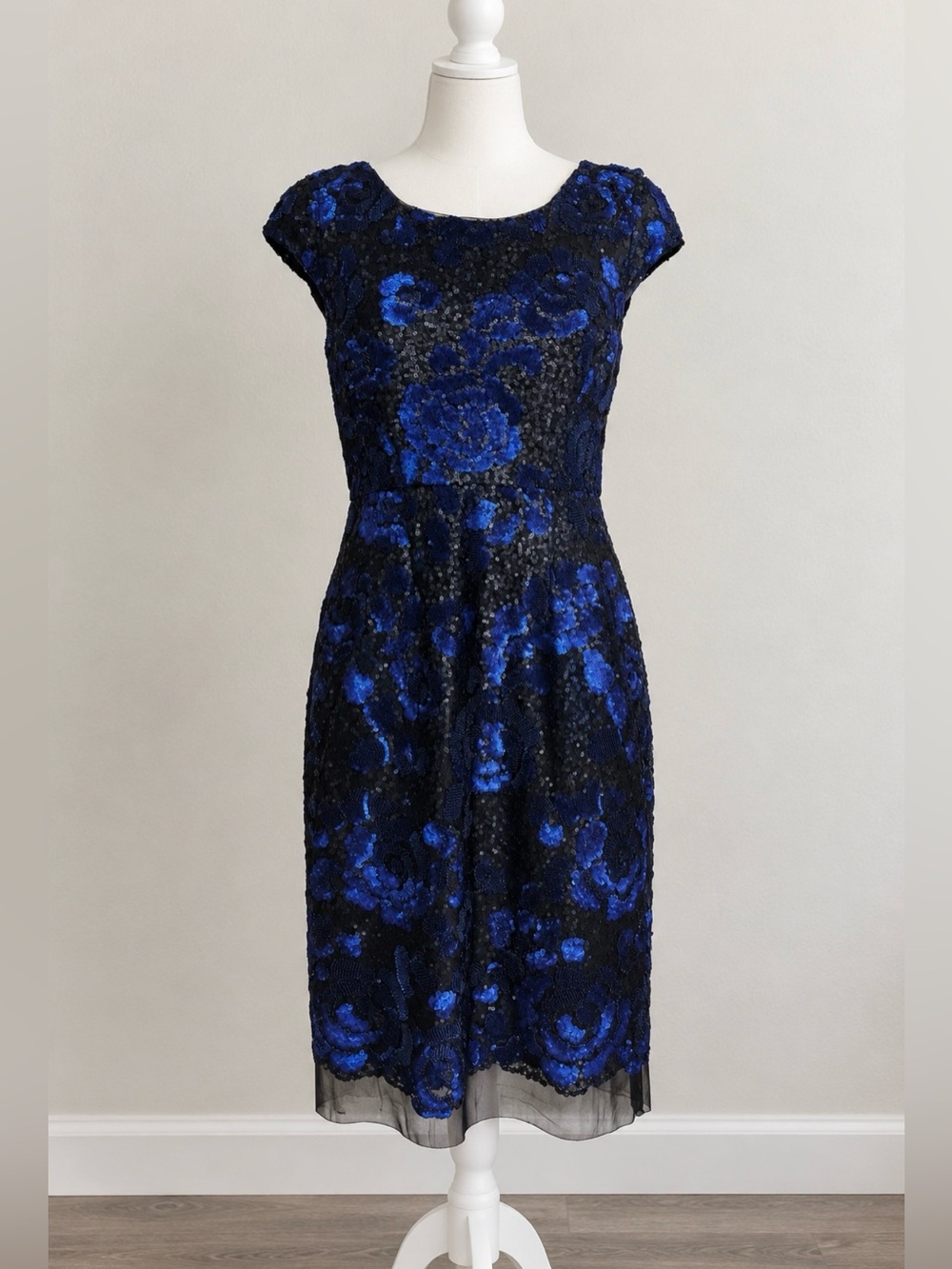 Vera Wang Teal Blue Jacquard Sheath Dress Metallic Brocade Formal Cocktail sz 2
